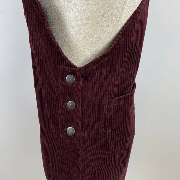 Forever 21 Corduroy Overalls Size Small Burgundy Aline Dress - Picture 9 of 12